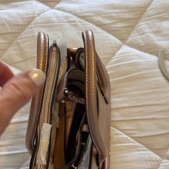 kate spade Rose Gold metallic Knot Medium Leather Satchel - Picture 8 of 13
